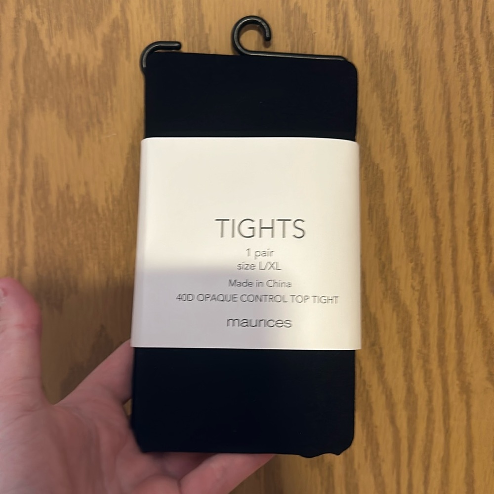 MAURICES OPAQUE CONTROL TOP TIGHTS: BLACK: NEW WITH TAGS: SIZE L/XL